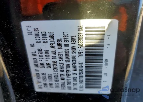 2016 Honda Accord Ex from USA, damaged, VIN 1HGCT1B75GA002417